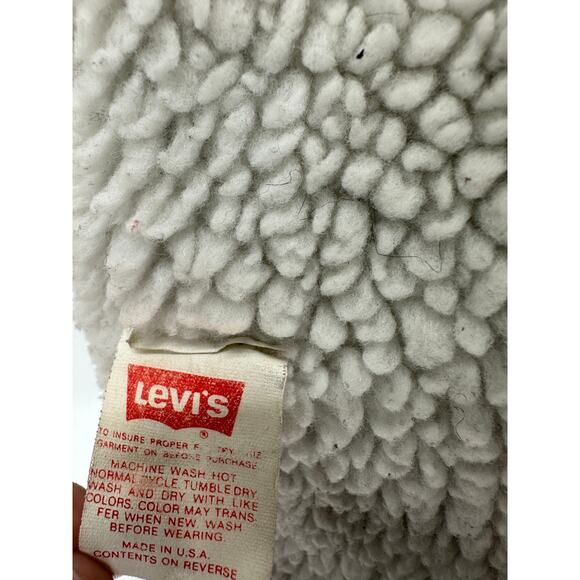 Levi's Jacket Men MEDIUM Blue 1987 Vintage Light Wash Washed Denim Sherpa Lined - Picture 6 of 16